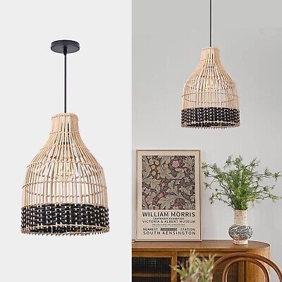 Arturesthome 1 Light Rattan Pendant Light for Kitchen Island, Wicker Hanging ...