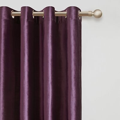 BULBUL Velvet Window Curtains 120 inch Length- 2 Panels Purple Living Room He...