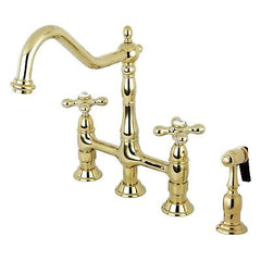 Kingston Brass KS1272AXBS Heritage Bridge Kitchen Faucet, 8-3/4-Inch, Polishe...