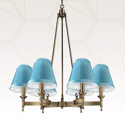 Royal Designs CS-1006-5BLU-6 Clip On Empire Chandelier Lamp Shade, 3" x 5" x ...