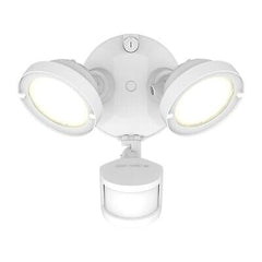 HALO TGS Outdoor LED Motion Sensor Flood & Security Light Twin Round Head White