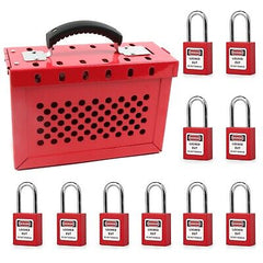 Lockout Tagout Lock Box Kit Portable Safety Padlock Box Loto Box with 10 Loto...