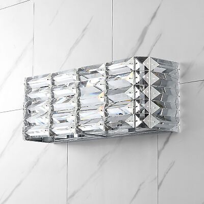 JONATHAN Y JYL7539A Evelyn Crystal Rectangle 17.5" 2-Light Iron/Crystal Glam ...