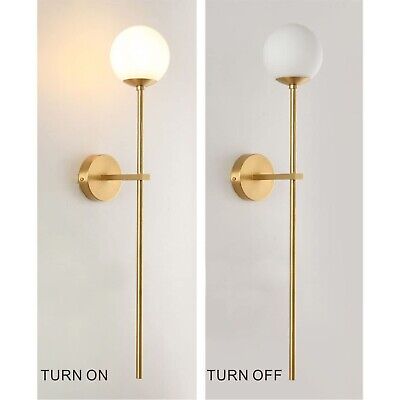 BOKT Mid Century Modern Long Wall Sconce Brushed Brass Bathroom Vanity Wall S...