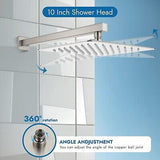 Wall Mount Bathroom Shower Faucet Set 10 Inch Shower Head and Handle Set Sing...