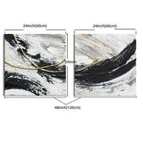 MOUODEWO 100% Hand Painted Black And White Abstract Wall Art, Canvas Wall Bed...