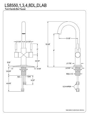 Kingston Brass LS8550DL Concord Bar Faucet, Matte Black 5.88 x 5.13 x 12.38