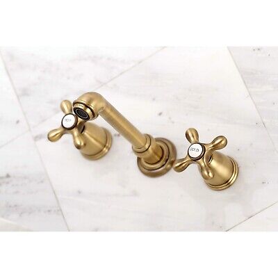 Kingston Brass KS7123AX 8-Inch Center Wall Mount Bathroom Faucet, Antique Brass