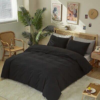 CLOTHKNOW Black California King Comforter Set 3Pcs All Black Bedding Comforte...