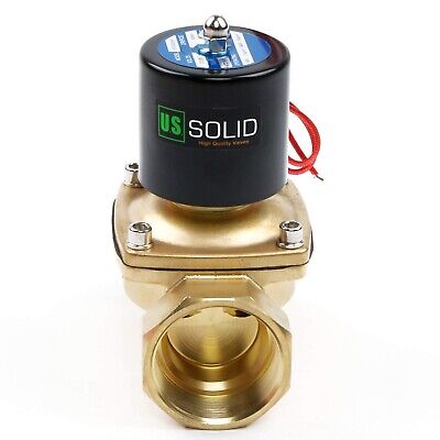 2" Brass Electric Solenoid Valve 12VDC, Normally Closed (Non-potable Water, D...