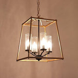 Gold and Black Chandelier, 4-Light Square Pendant Lighting for Kitchen Island...