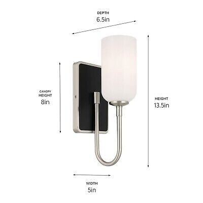 Kichler Solia 13.5 Inch 1 Light Wall Sconce with Opal Glass in Brushed Nickel...