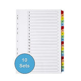 [10 Pack] Binder Dividers with Tabs A4 1-20 Numbered Tabs | Dividers for 3 Ri...