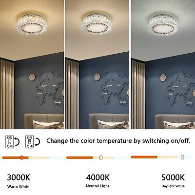 12 Inch LED Ceiling Lights, Modern Crystal Flush Mount Light Fixture, Dimmabl...