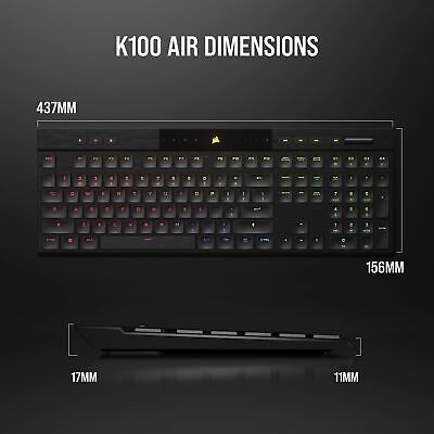 Corsair K100 AIR Wireless RGB Mechanical Gaming Keyboard - Ultra-Thin, Sub-1m...