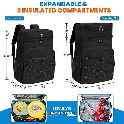 Expandable Backpack Coolers Insulated Leak Proof - 36/48 Cans Double Deck Coo...