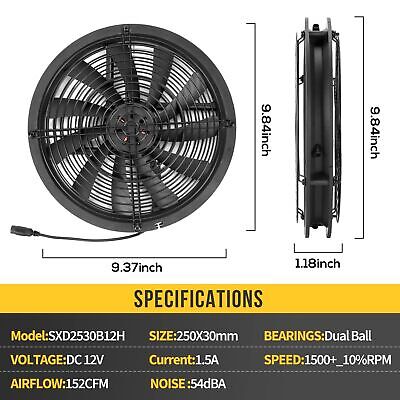 250mm 25cm 10" Large Air Flow Cooling Fan,250X30mm AC 115V to DC 12V with Spe...