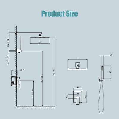 ESNBIA Shower System Black, Bathroom 10 Inches Rain Shower Head with Handheld...