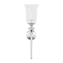 Deco 79 Aluminum Wall Sconce with Glass Holder, 8" x 8" x 30", Silver