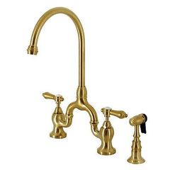 Kingston Brass KS7797BALBS Heirloom Bridge Kitchen Faucet, Brushed Brass