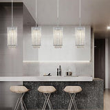 Mini Crystal Chandelier 1 Light Modern Hanging Light Fixture Small Cuboid Chr...