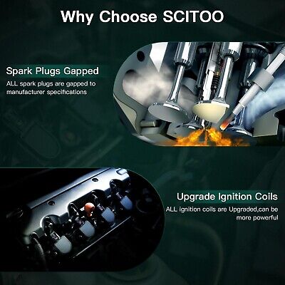 SCITOO 4 ignition coils with 4 iridium Spark Plugs for 2009 2010 2011 2012 20...