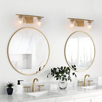 KSANA Gold Vanity Lights, 3-Light Modern Bathroom Light Fixture with Seeded G...