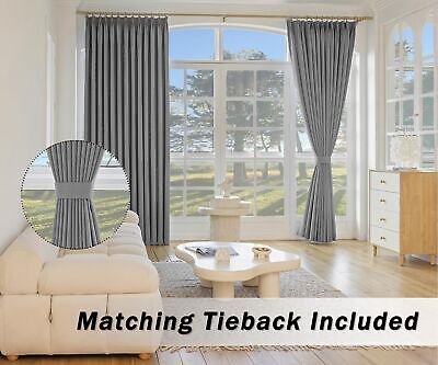 Blackout Pinch Pleated Curtain for Bedroom Living Room Hall Thermal Insulated...