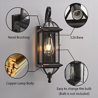 18.5" H Copper Outdoor Wall Lights Exterior Waterproof Wall Sconce Light Fixt...