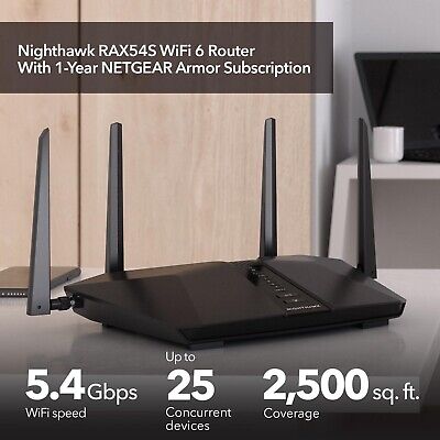 NETGEAR Nighthawk WiFi 6 Router (RAX54S) AX5400 5.4Gbps Wireless Speed &#8211; D