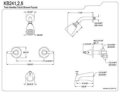 Kingston Brass KB242 Magellan Tub and Shower Faucet 2-Magellan Handle, Polish...