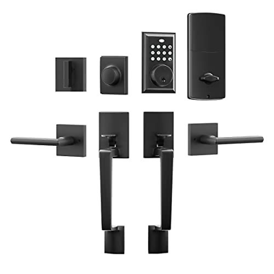 KIAYACI Front Door Lock Set Double Handle Sets Black Door,