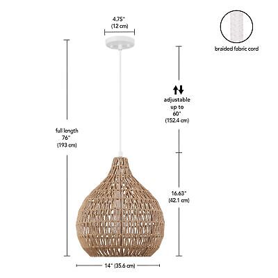 Globe Electric 65703 Tika 1-Light Pendant Lighting, Natural Blonde, Twine Sha...