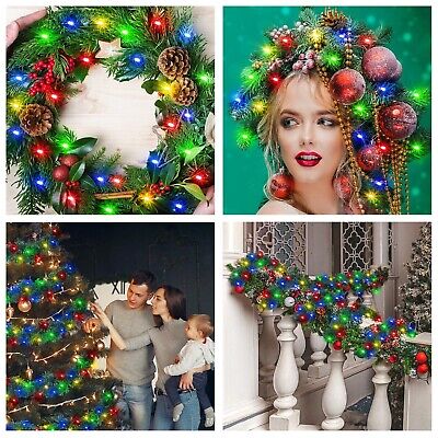 Lyrow 9ft Pre Lit Christmas Garland with 50 LED Light Artificial Pine Garland...