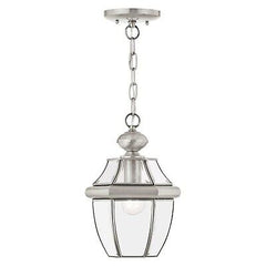 Livex Lighting 2152-91 Monterey 1-Light Outdoor Hanging Lantern, Brushed Nickel