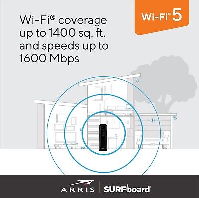 ARRIS SURFboard SBG10 DOCSIS 3.0 16 x 4 Gigabit Cable Modem & AC1600 Wi-Fi Ro...