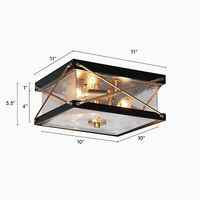 ZEVNI 3-Light Black Gold Ceiling Light, Modern Industrial Flush Mount Ceiling...