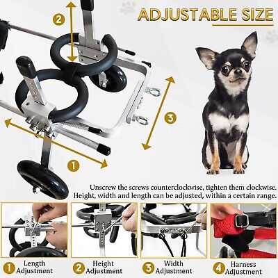 Dog Wheelchair for Back Legs Small Dog Carts with Wheels Adjustable Wheelchai...