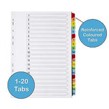 [10 Pack] Binder Dividers with Tabs A4 1-20 Numbered Tabs | Dividers for 3 Ri...