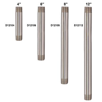 Westbrass D12112-5-26 x 12" IPS Brass Pipe Nipple, 5-Pack, Polished Chrome