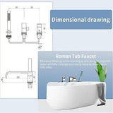 Waterfall Roman Tub Faucet with Hand Shower, Deck Mount Tub Filler Bathtub Fa...