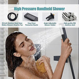 ESNBIA Shower System Black, Bathroom 10 Inches Rain Shower Head with Handheld...