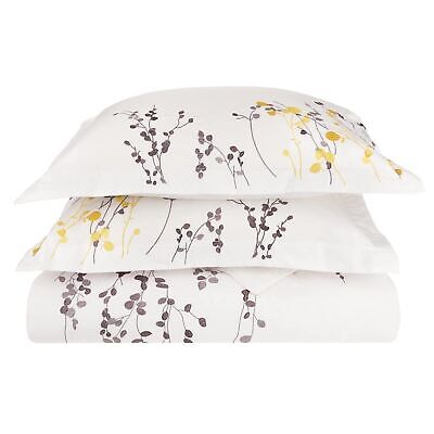 100% Cotton, 3-Piece Full/Queen Single Ply, Soft, Embroidered Reed Duvet Cove...