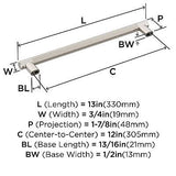 Amerock BP54070G10 | Satin Nickel Appliance Pull | 12 inch (305mm) Center-to-...