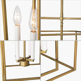 GEPOW Gold Chandelier, Modern 4-Light Foyer Chandeliers Linear Lighting