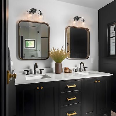 KSANA Black Bathroom Light Fixtures, 2 Light Matte Black Vanity Lights for Ba...