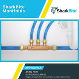 SharkBite 12 Port Home Run Manifold 3/4 Inch MNPT Inlet x 1/2 Inch Push To Co...