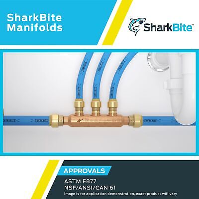 SharkBite 12 Port Home Run Manifold 3/4 Inch MNPT Inlet x 1/2 Inch Push To Co...