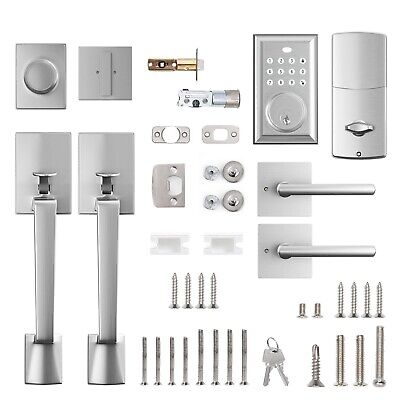 KIAYACI Double Door Handle Sets Silver Door Handle entry door Locksets with R...