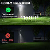 Olafus 60W Plug in Flood Lights Dusk to Dawn Outdoor Lighting, IP65 Waterproo...